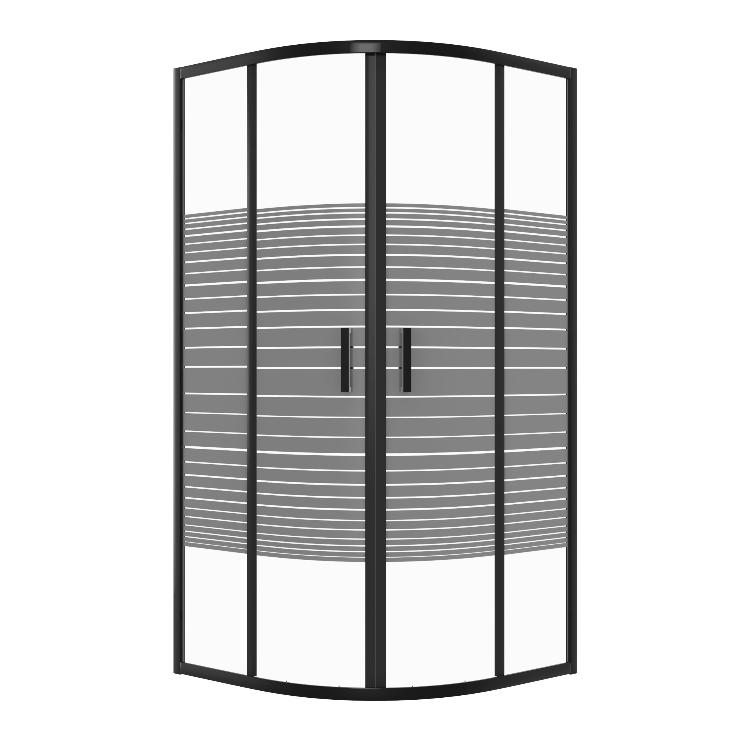 Kabina prysznicowa PETRA półokrągła 80x80cm czarna z pasami SEVANTE