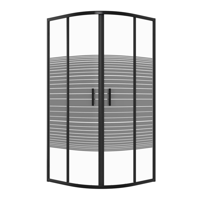 Kabina prysznicowa PETRA półokrągła 80x80cm czarna z pasami SEVANTE
