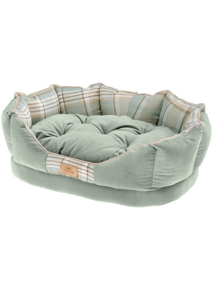 Ferplast Cuccia imbottita per cani e gatti CHARLES 50 Divano con cuscino, Sofà per animali, Scozzese, Soffice velluto, Lavabile, 45 x 35 x h 17 cm, - 4