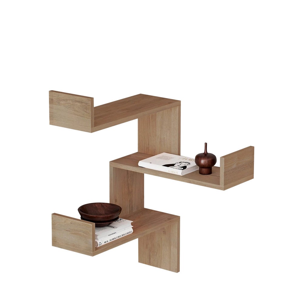 Lucia - Étagère d'angle murale en bois L60cm - Bois clair - 2