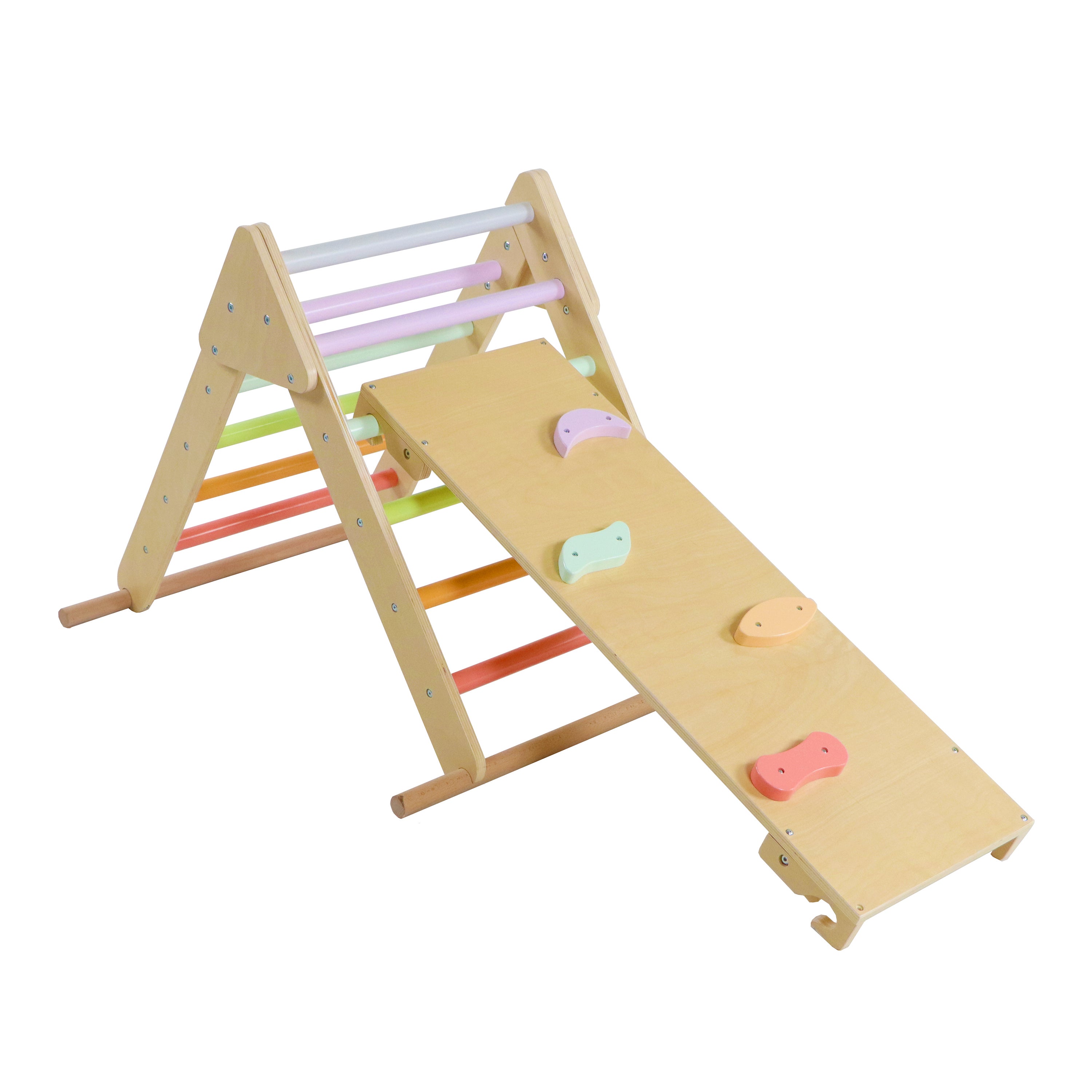 Sunny Charlie 3-en-1 structure d'escalade en bois pastel | Triangle d'escalade / Arc d'escalade / Mur d'escalade | Jouets Montessori pour jeunes - 5