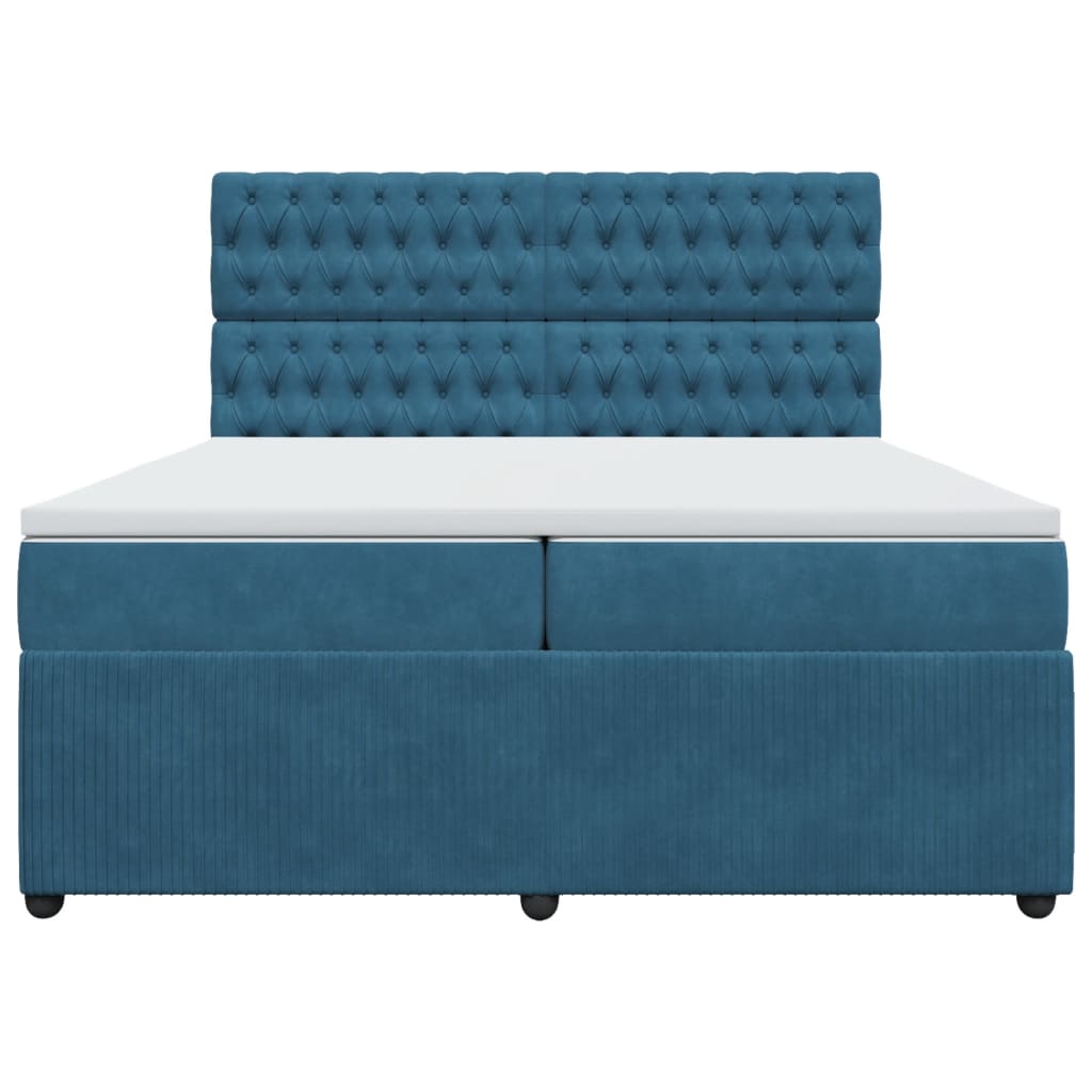 Maison Exclusive - Sommier à lattes de lit et matelas Bleu foncé 200x200cm Velours - 4