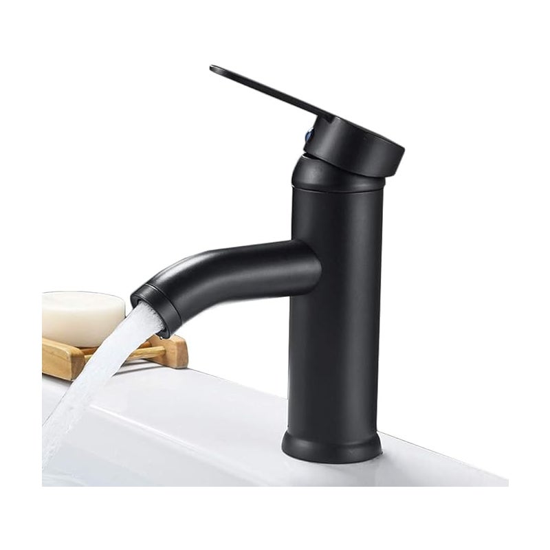 Czarny kran mieszający - z baterią mieszającą wodę ciepłą i zimną, solidny kran mieszający ze stali nierdzewnej do umywalki i kuchni