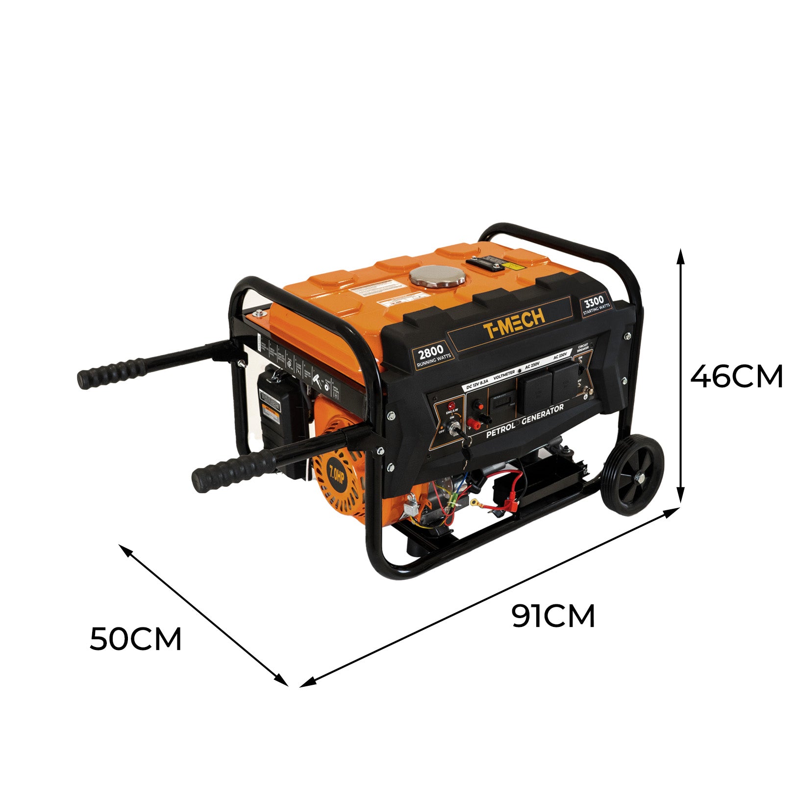 Générateur à Essence Portable Groupe Éléctrogène Genset Monophasé 3300w 7CV 12 L 4 Temps 210cc Sortie 230v AC 12v DC - 5