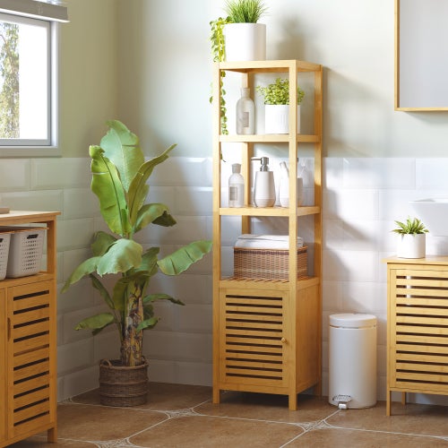 LIFEZEAL Colonna Bagno Salvaspazio con 2 Ante, Mobiletto Multiuso