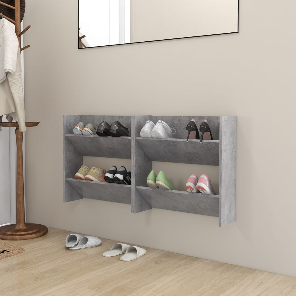 Półki ścienne na buty 2 szt., szare, 60x18x60 cm, płyta wiórowa