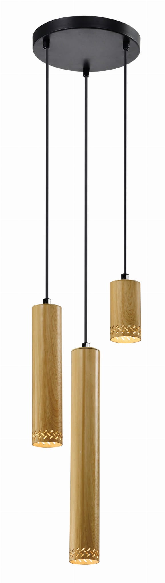 Lampa wisząca Tubo czarna-jasne drewno 3xGU10x25W wym: 110 x 22 x 22 cm metal Candellux
