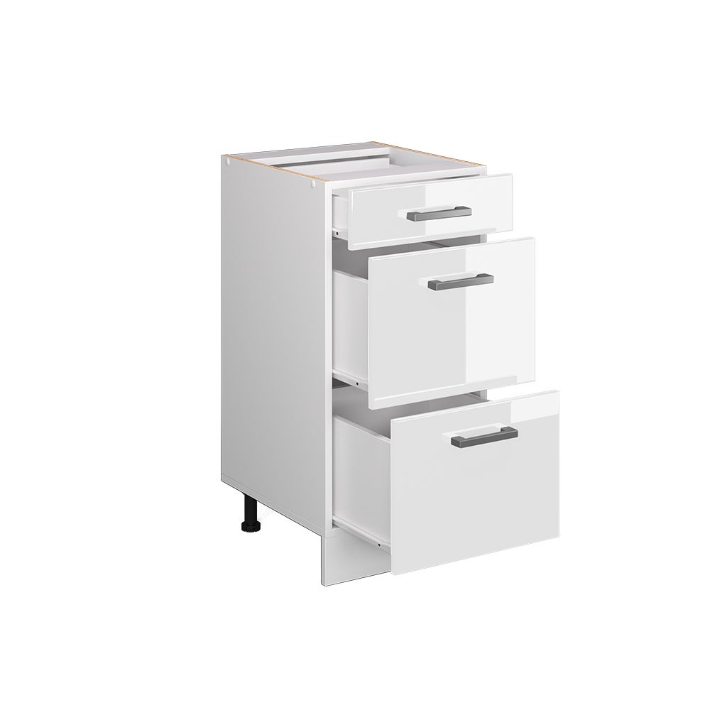 Vicco Meuble cuisine R-Line, Blanc Haute brillance, 40cm avec tiroirs, sans PT - 4