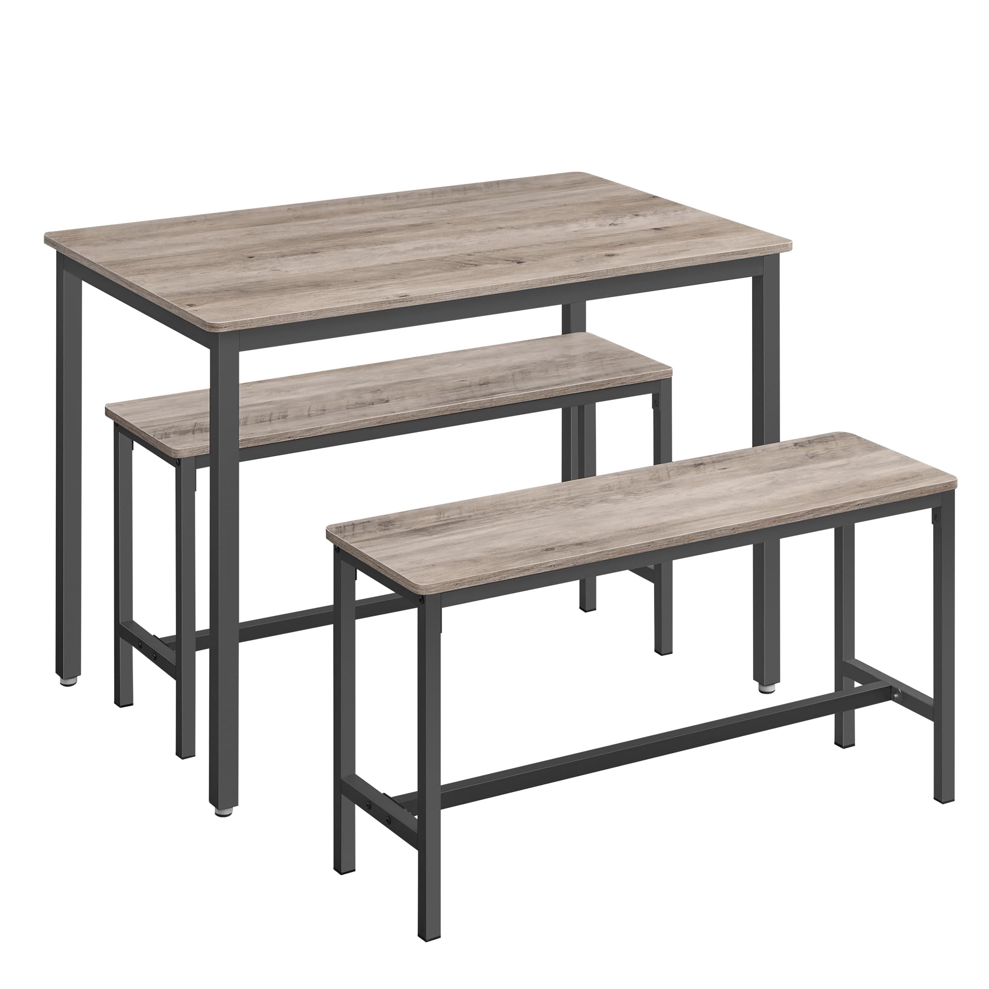 Genérico Conjunto De Mesa De Comedor Y 2 Bancos - Greige Brezo Aglomerado - Imagen 3