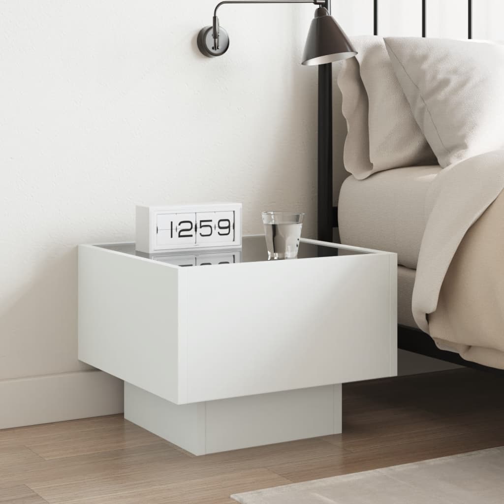 Table de chevet avec LED infinie blanc 40 x 40 x 30 cm - 4