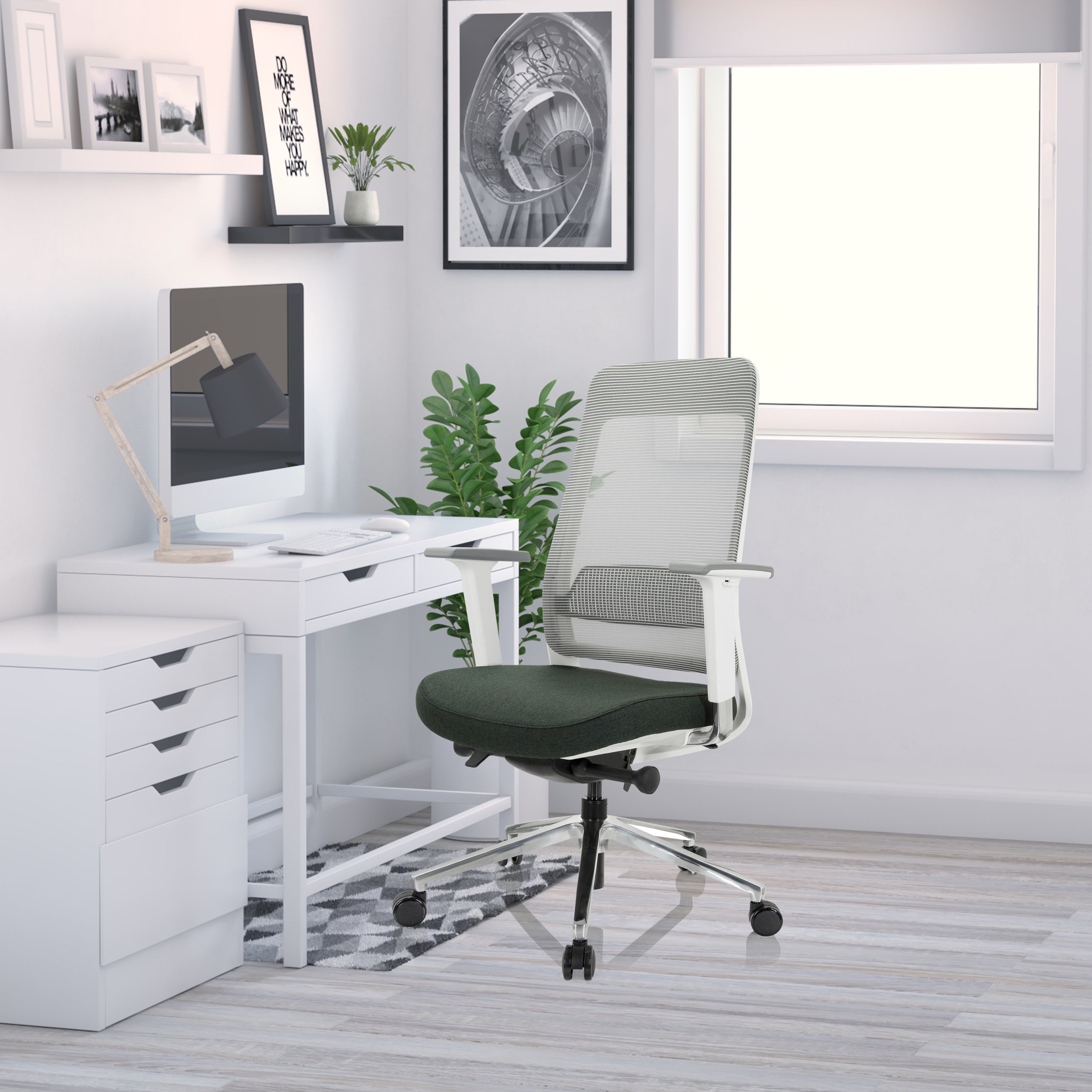 Sedia da ufficio / Sedia girevole CHIARO T2 WHITE Tessuto/Mesh verde scuro / grigio hjh OFFICE - 5