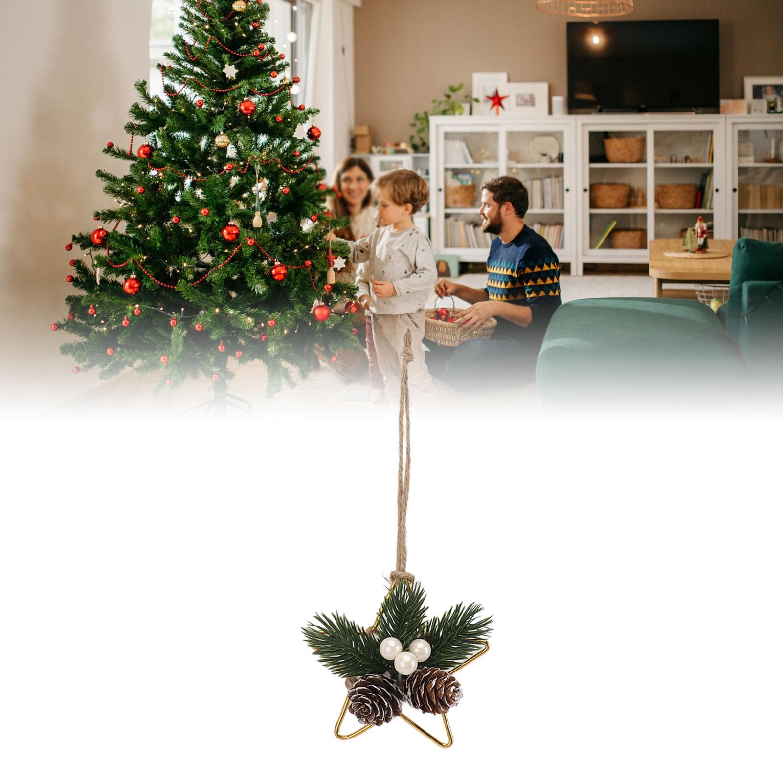 Natal pendurado grinalda decorativa artesanal única pinha decoração de parede para decorações de quarto de férias de aniversá - 2