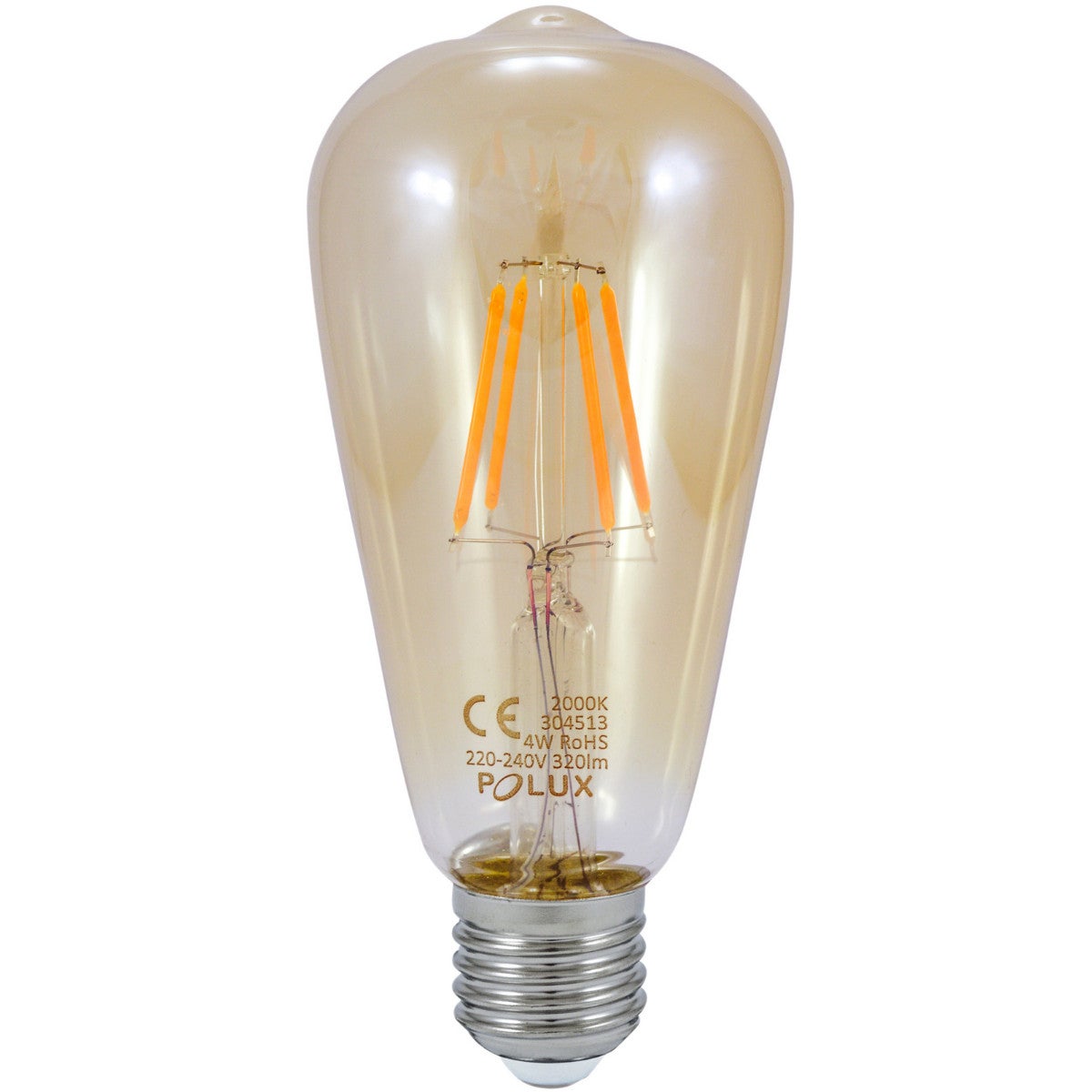 Zarówka dekoracyjna LED COB E27 4W kulka bursztynowa Ciepła biel 2000K 350lm Polux