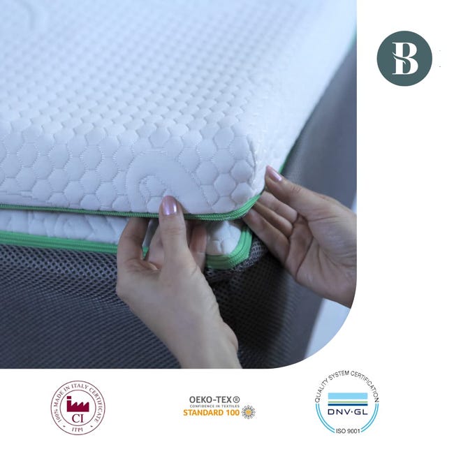Topper Matrimoniale Memory Foam HD 160x190 Cm - Alto 6 Cm, Rivestimento Cotone, Made In Italy, Ortopedico - Foto 7