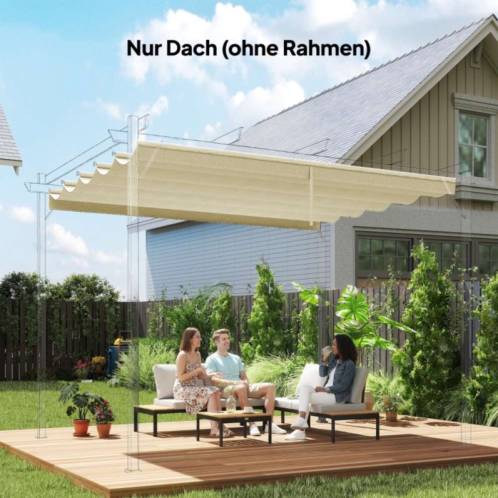 Toldo de repuesto pergola 3x3m crema poliéster impermeable techo retráctil drenaje agua resistente intemperie Leroy Merlin - 2