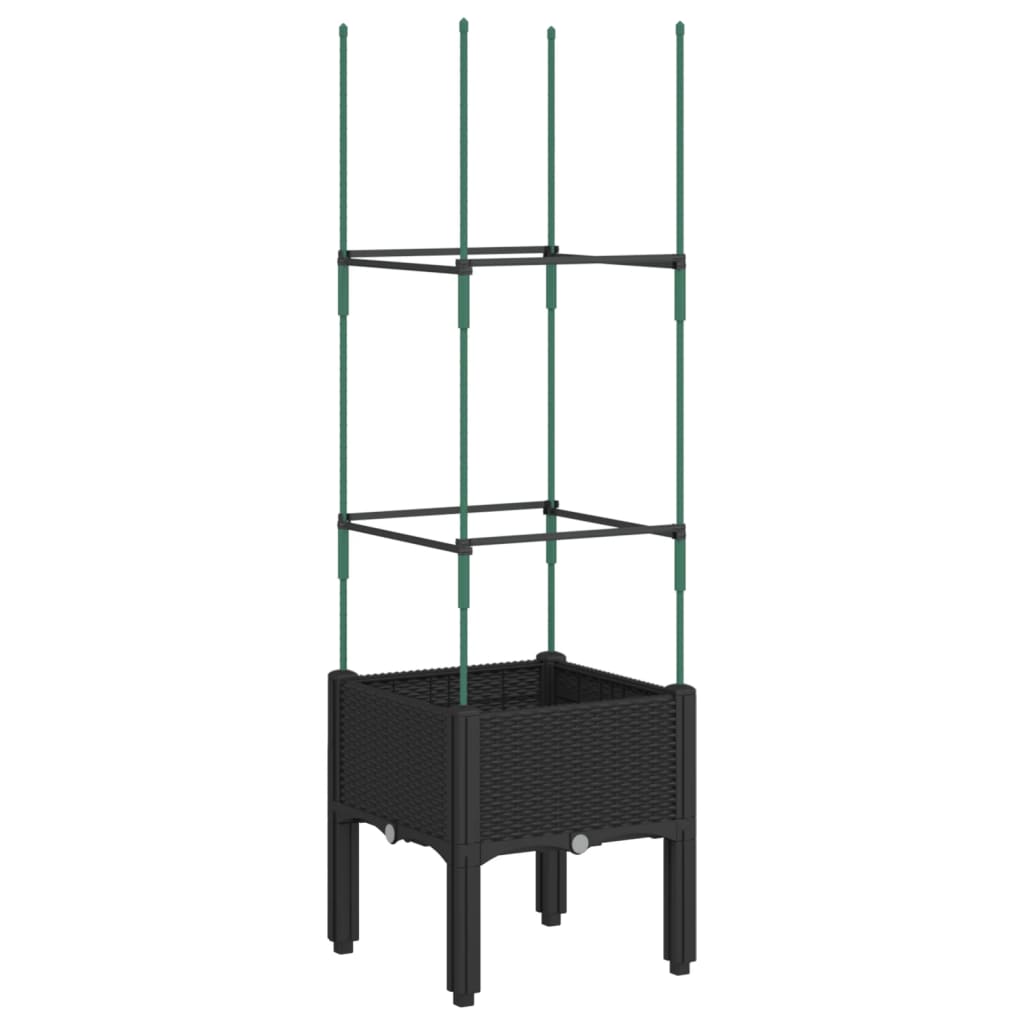 Maison Exclusive - Vaso/floreira de jardim c/ treliça 40x40x142,5 cm PP preto - 2