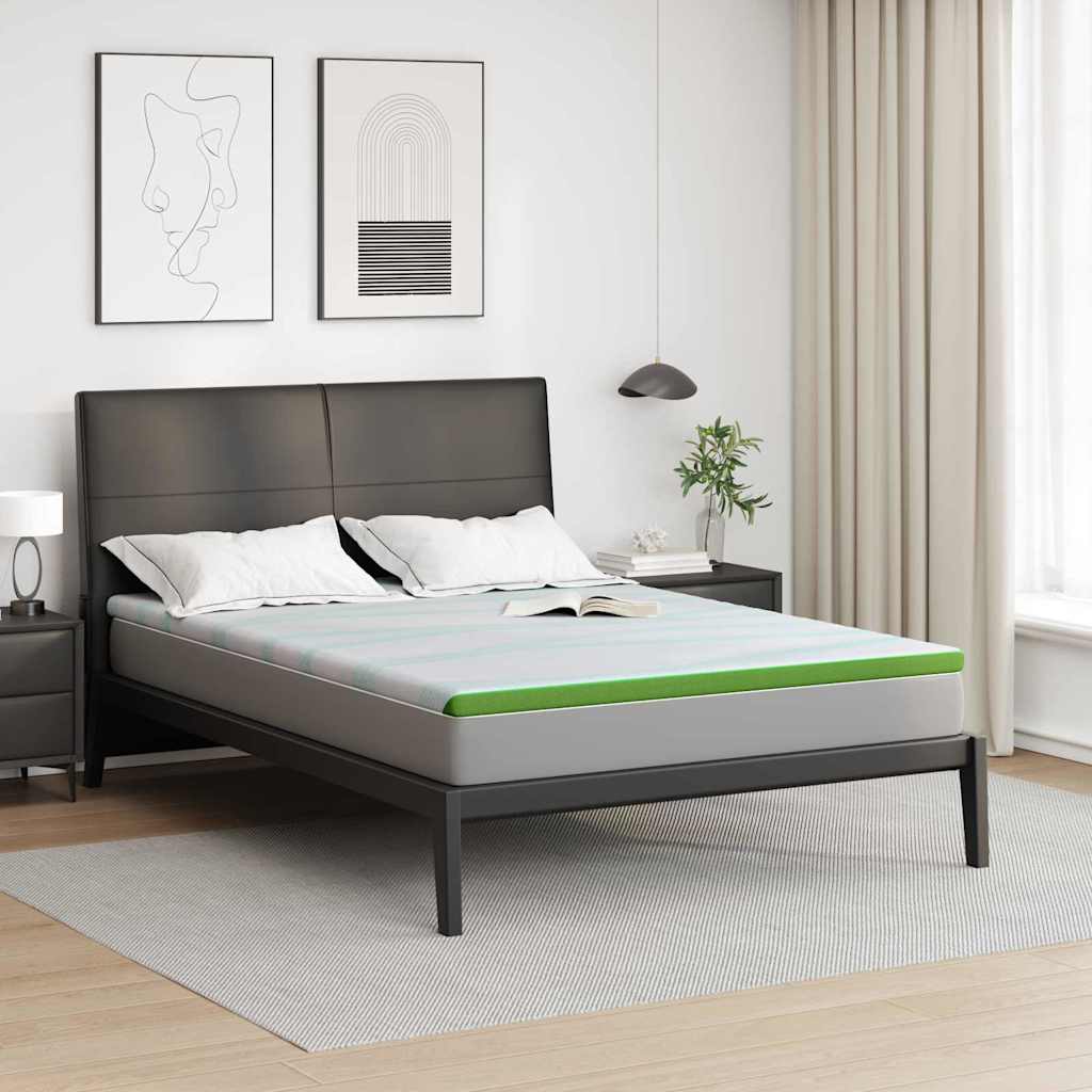 Surmatelas Blanc et vert 140 x 200 cm Tissu Jacquard | Leroy Merlin