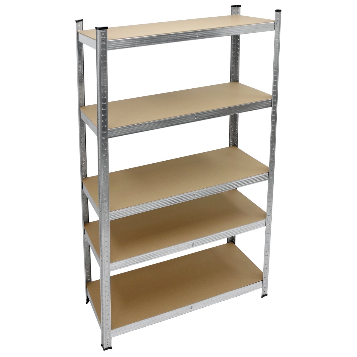 Raft metalic ECD Germany, 5 polite MDF pentru atelier si depozit, etajera metalica cu montaj fara suruburi,rafturi industriale pentru garaj si pivnita