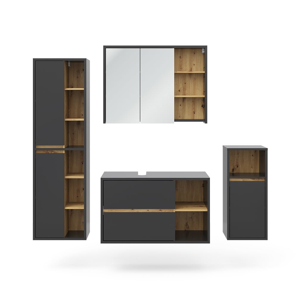 Vicco Zestaw mebli łazienkowych Viola, Antracyt, 4 części