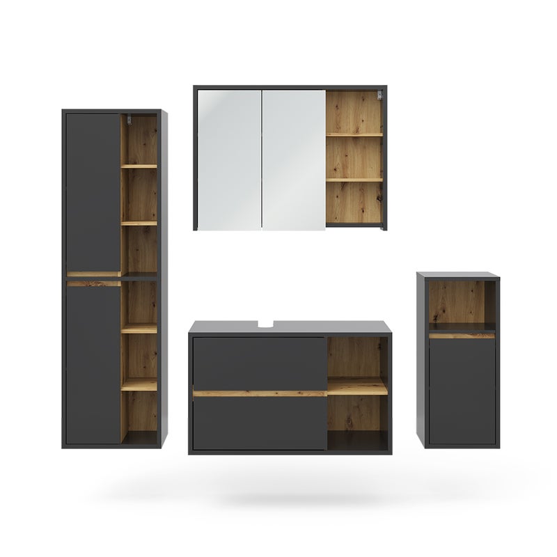 Vicco Zestaw mebli łazienkowych Viola, Antracyt, 4 części
