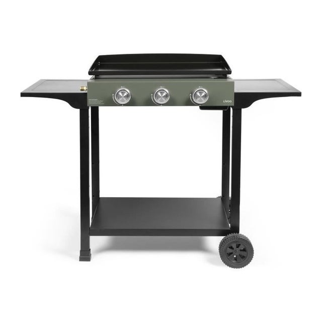 Plancha gaz sur chariot - LIVOO - DOC326 - 3 brûleurs - Vert / Noir