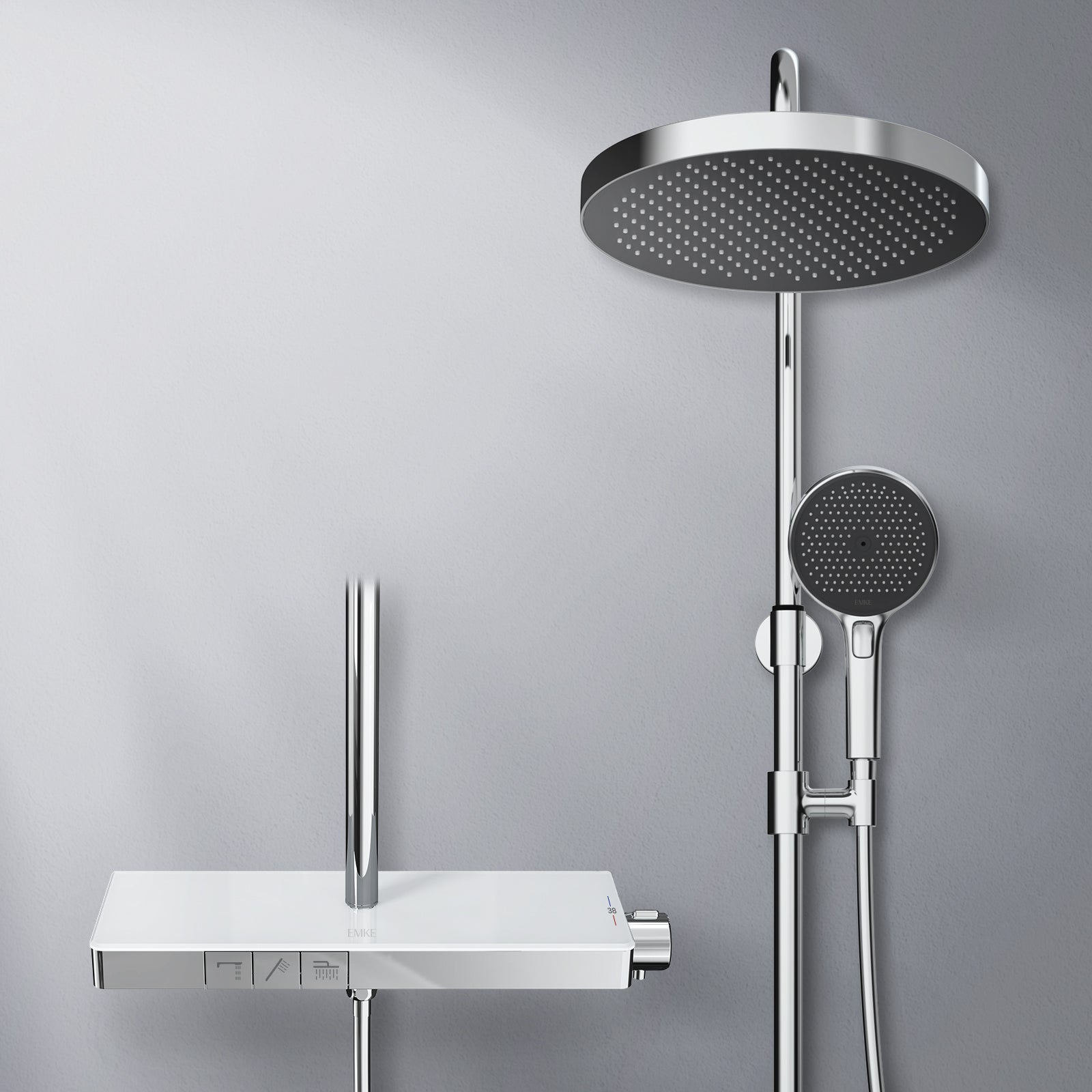EMKE Kolumna prysznicowa z baterią termostatyczną, z deszczownica Ø32 cm, Chrom