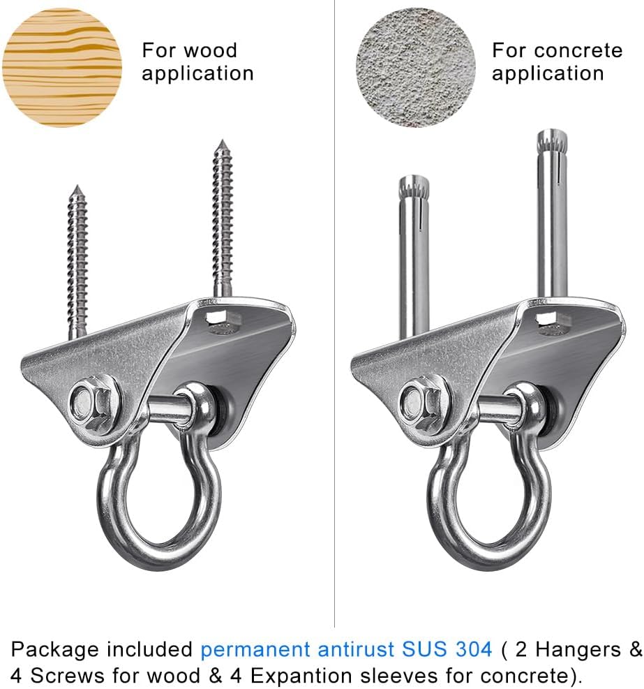(2 pièces) Kit de quincaillerie de suspension robuste pour balançoire, adapté aux sièges de balançoire de jardin, aux chaises suspendues, etc. - 4