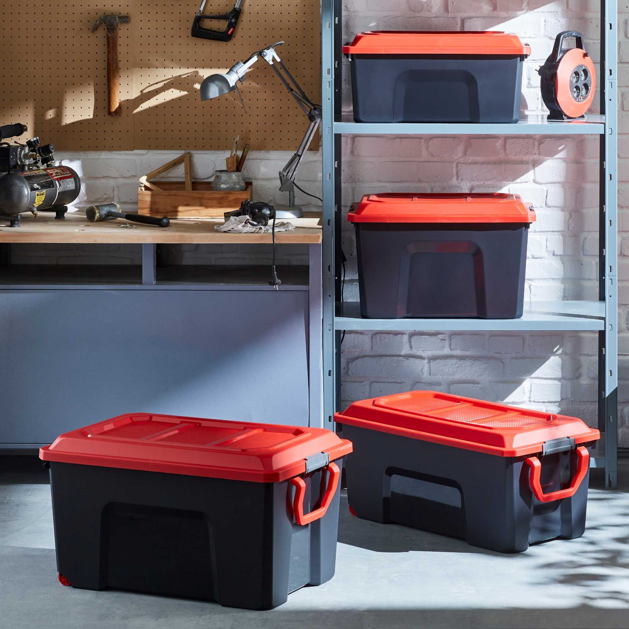 Lot de 6 malles de rangement en plastique 40l avec couvercle clipsable LOCKER - 5