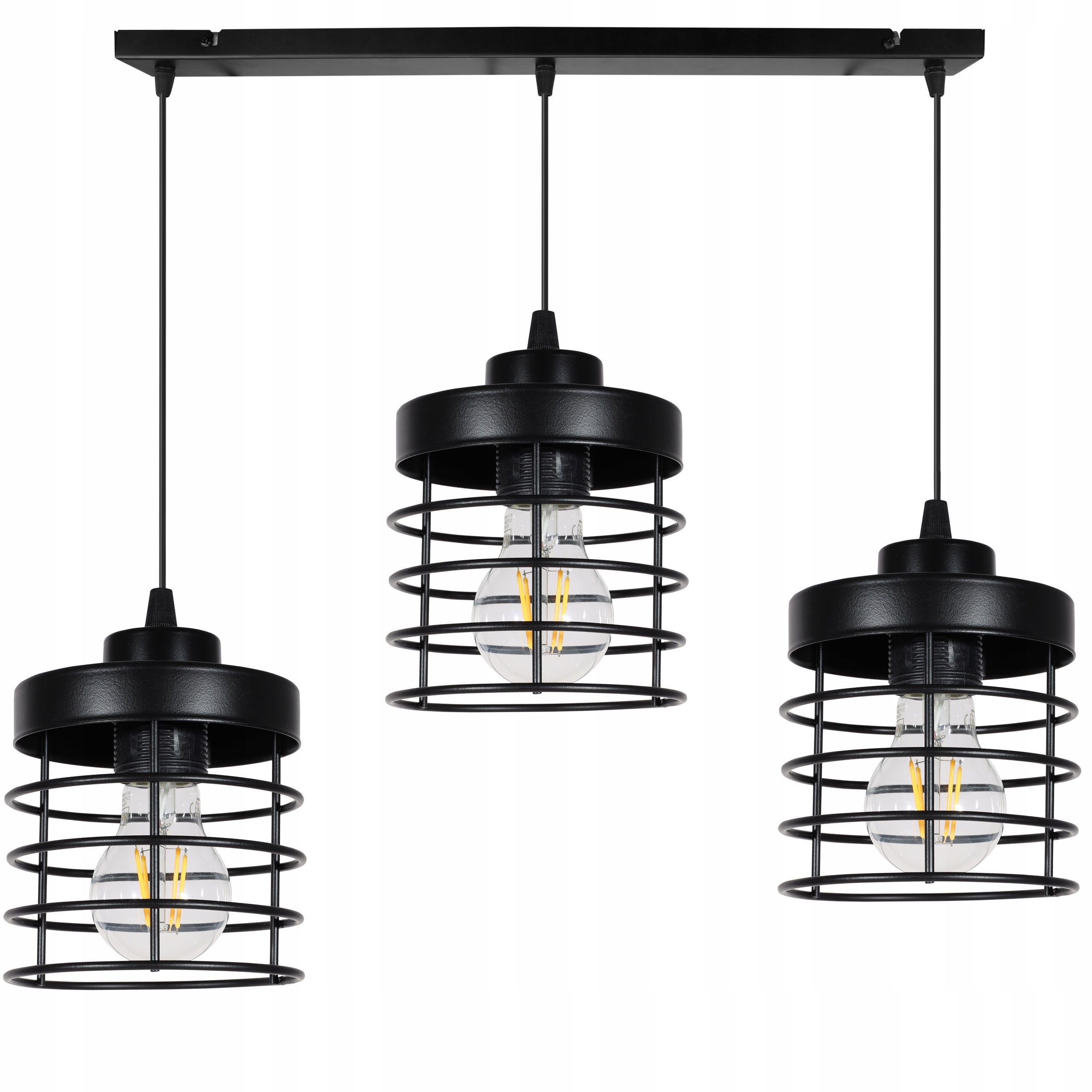 Lampa sufitowa wisząca classy Rasti 3xE27 klosz prostokątny druciak czarny Light Home LH