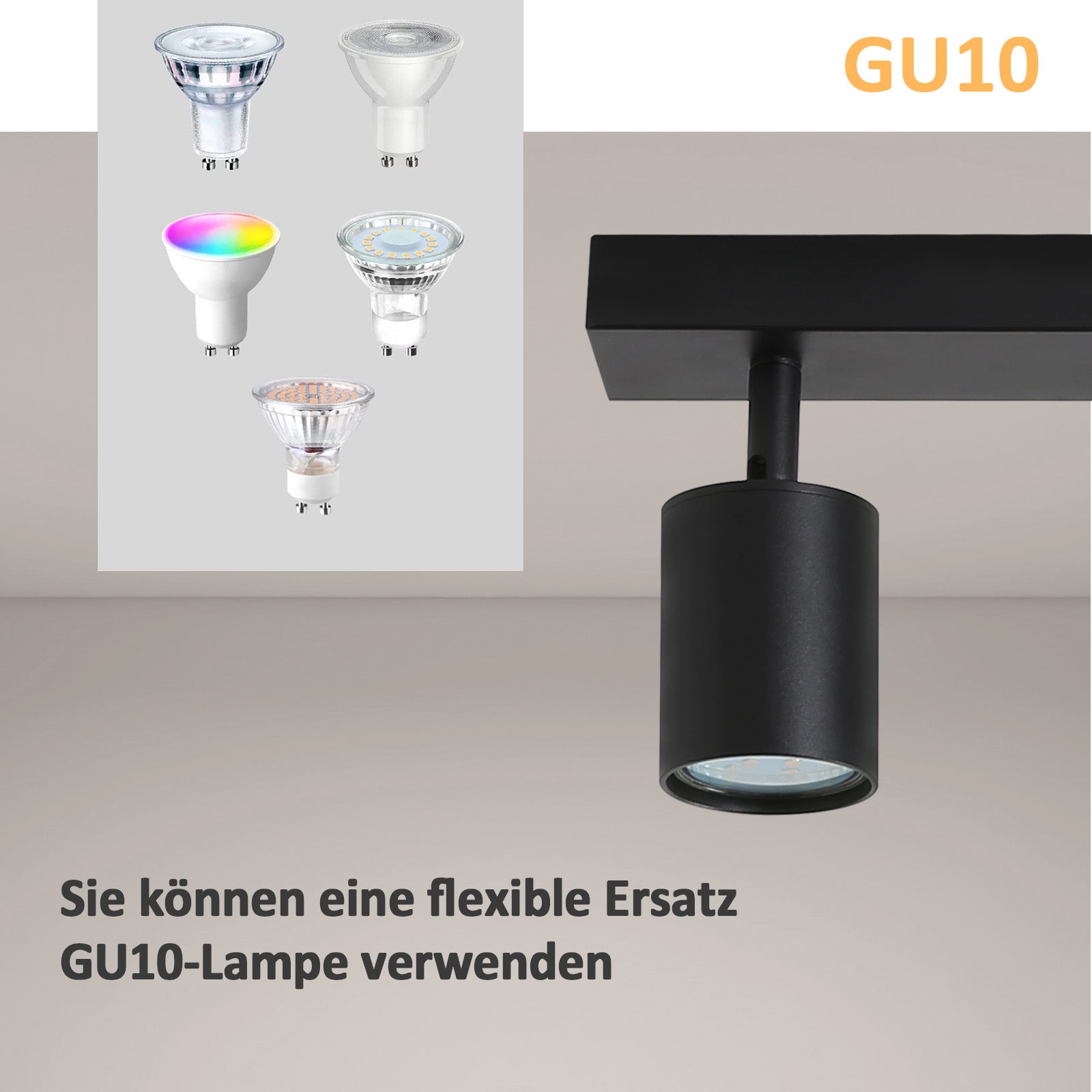 NETTLIFE Czarne Reflektoroway sufitowe LED GU10, regulowane w zakresie 350°, nowoczesne do przedpokoju, salonu, sypialni, bez żarówki - 6