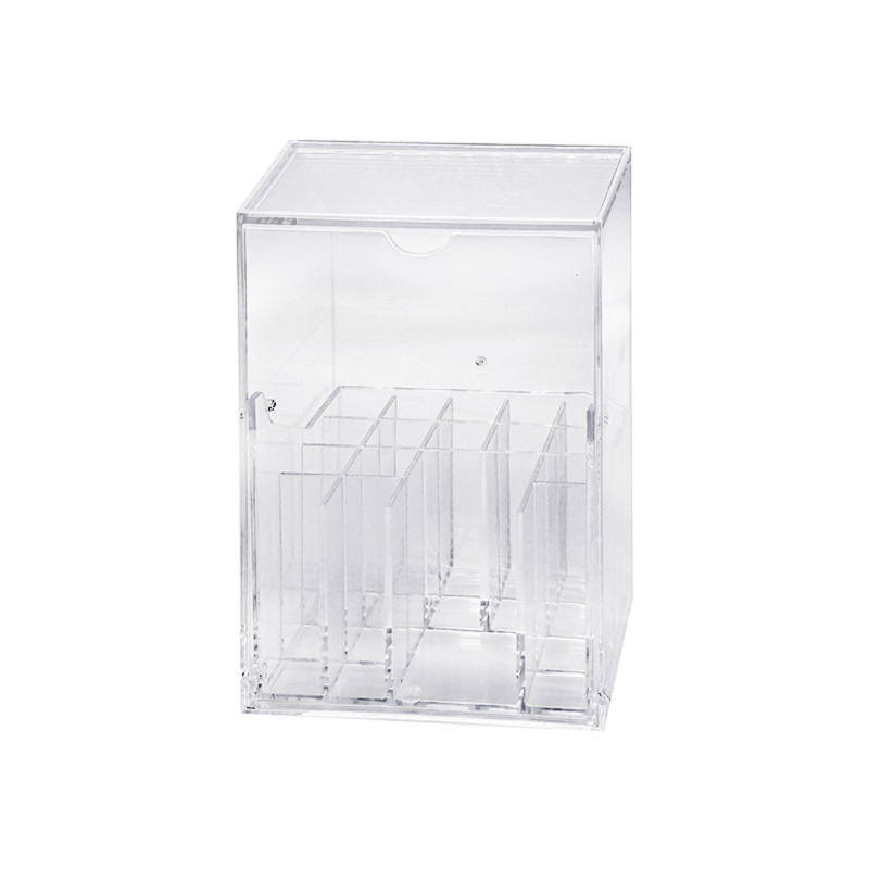 Boîte de rangement pour pinceaux de maquillage grande capacité, anti-poussière, avec couvercle, organisateur de bureau. - 7