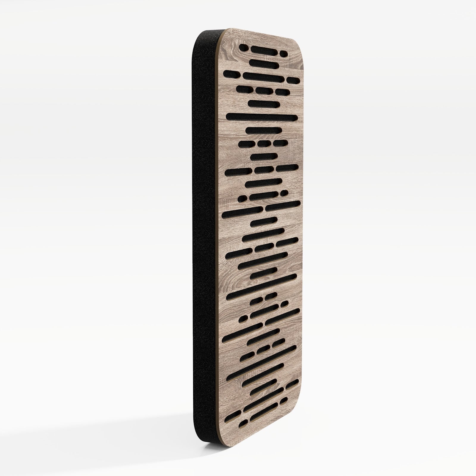 Lot de 4 Panneaux acoustiques Wave-D18 étroits insonorisants 23x46x3 cm - 0,42 m² surf.totale -MDF perforé laminé et mousse acoustique -Sonoma - 3