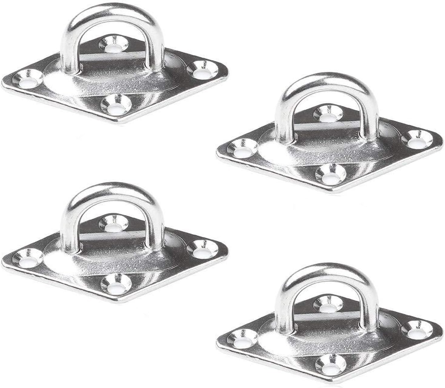 2 Anneaux En D Inox Pliables - Pour Arrimage Bateau, Remorque, Camion - épaisseur 6mm, Montage Surface