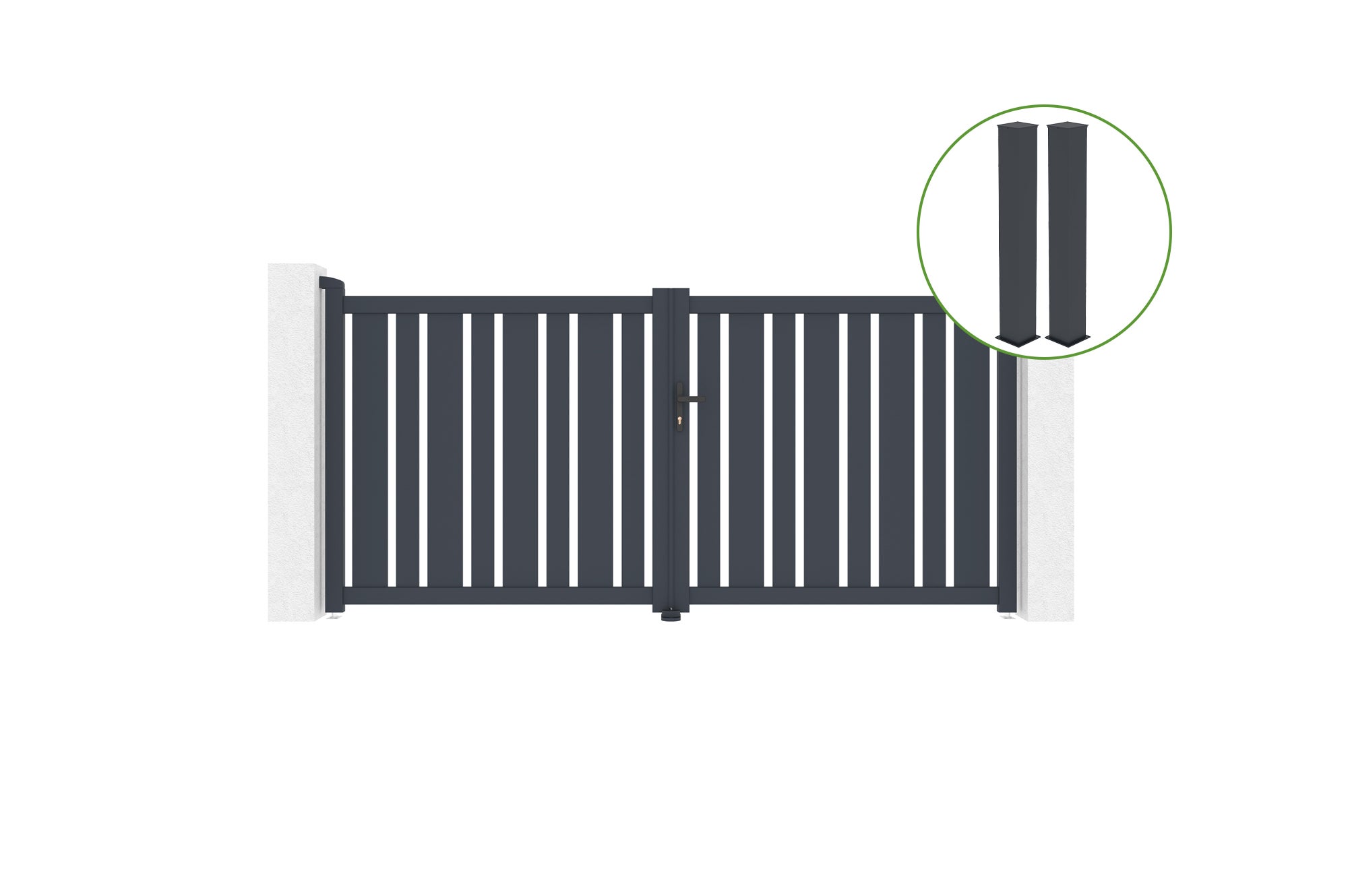 Brama skrzydłowa 3m VEYMONT wys. 140cm aluminium szare + 2 słupki 20x20cm wys. 1