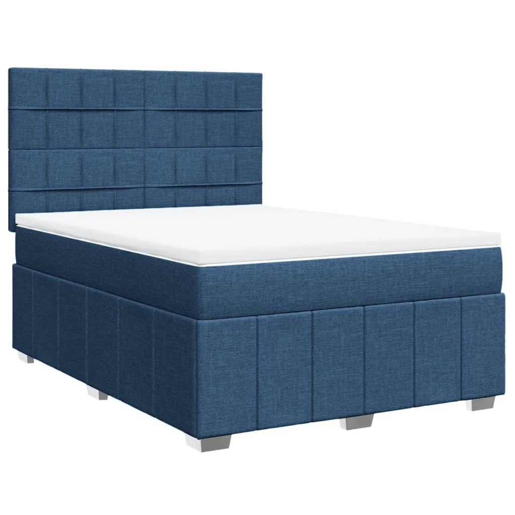 Sommier à lattes de lit avec matelas Bleu 140x200 cm Tissu - 4