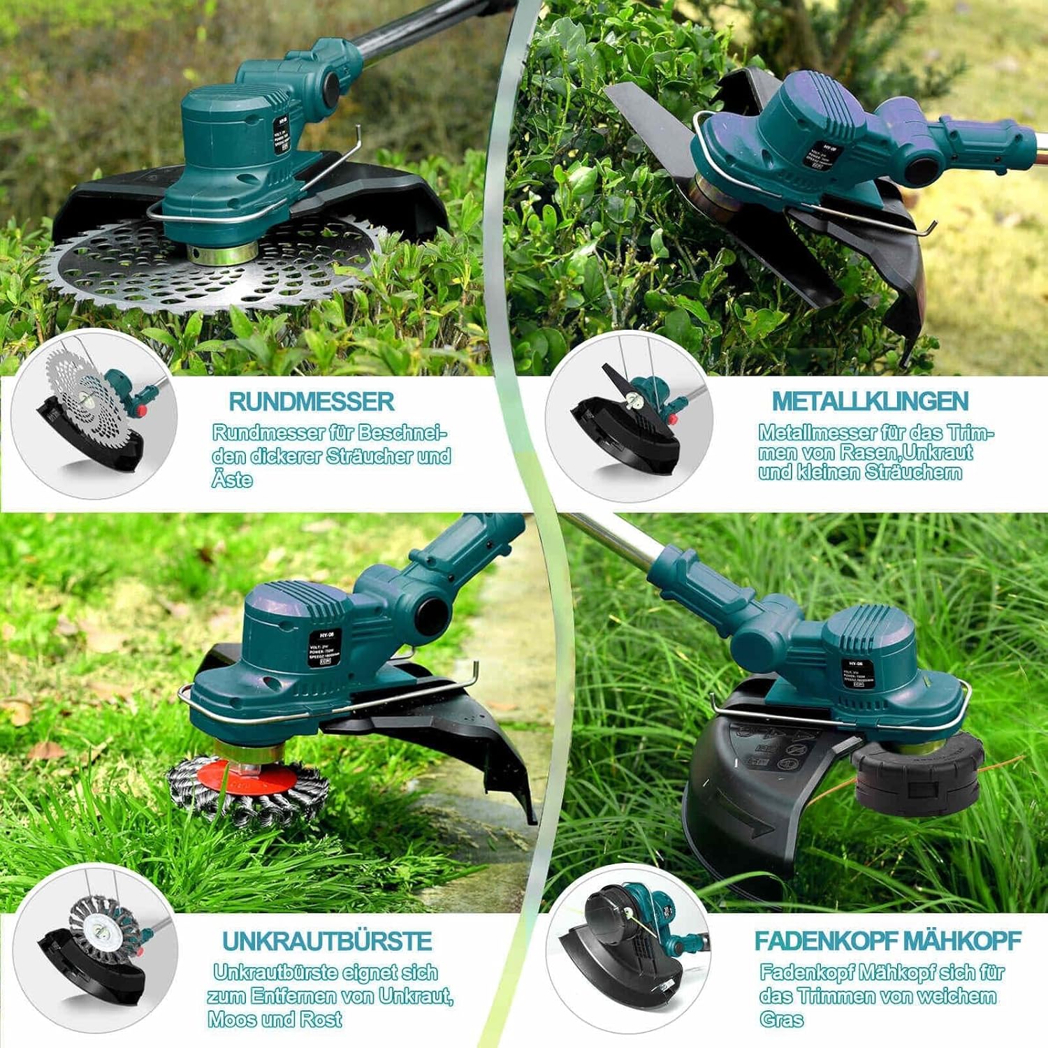 Débroussailleuse 18V Compatible Makita, 5 Types de Lames, Moteur Sans Balais avec Brosses – Bleu (Sans Batterie ni Chargeur)) - 6