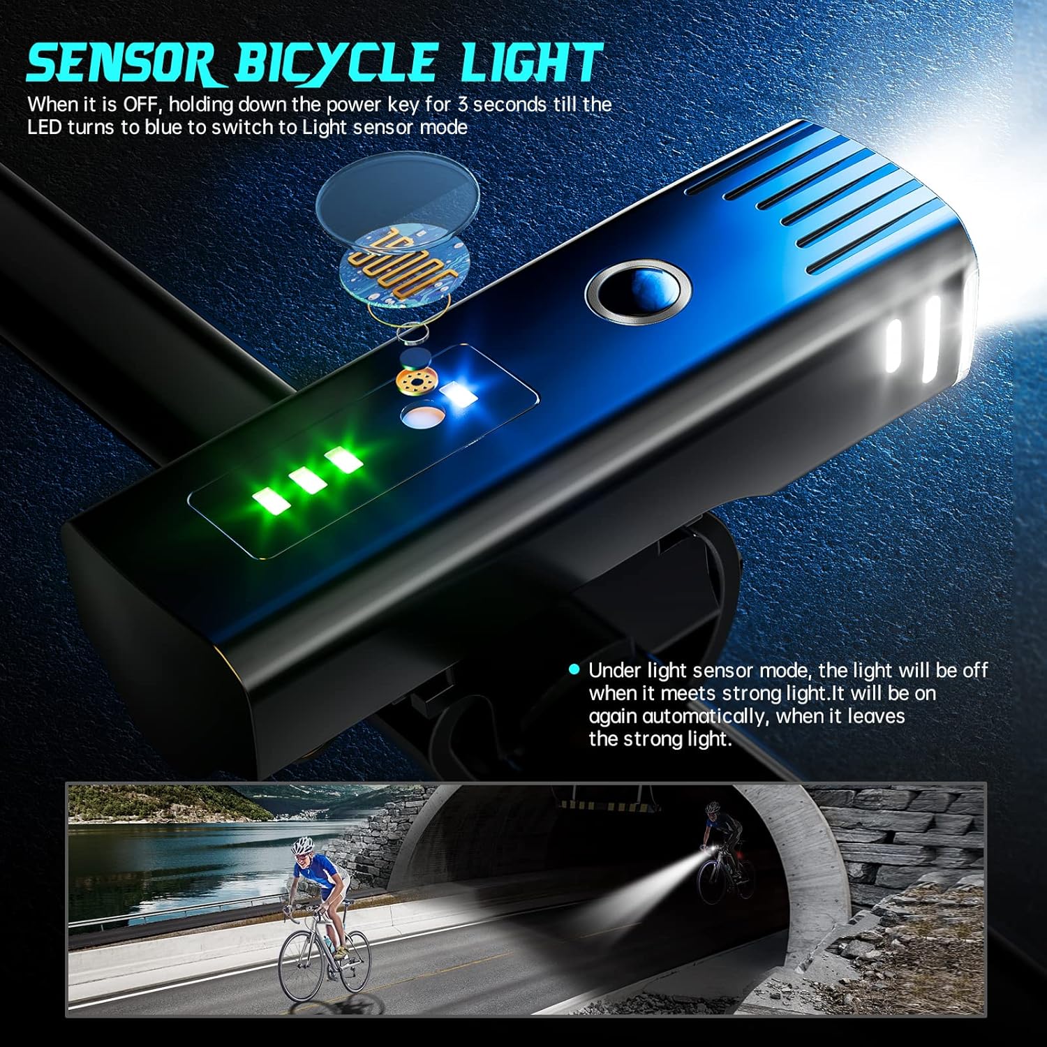 TRLIFE - feu avant de vélo étanche 10000lm, 8000mah, 5 lampes de poche