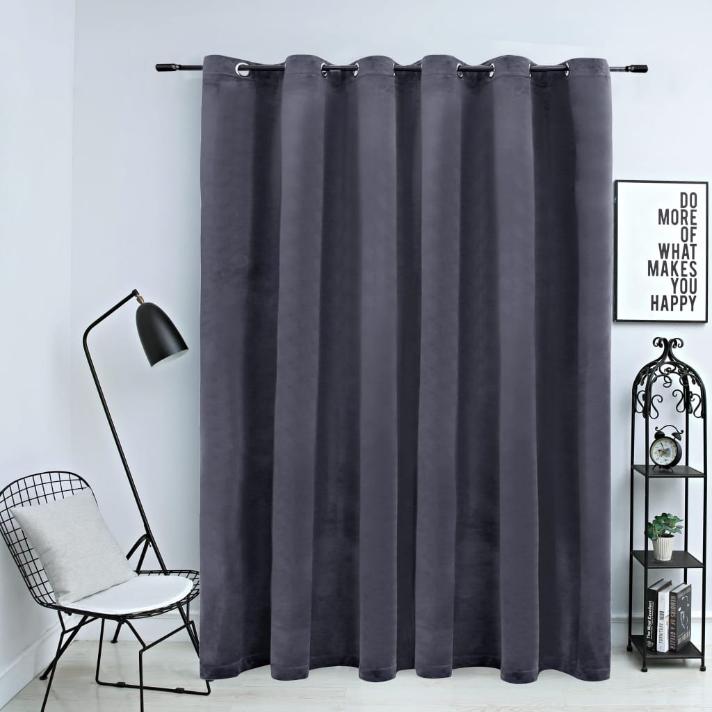 Maison exclusive - cortina opaca y anillas de metal terciopelo antracita 290x245cm