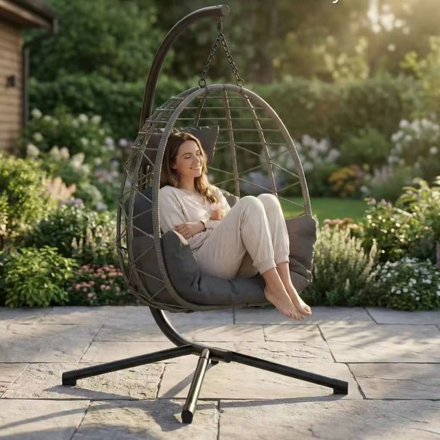 Balançoire 170cm Famille SereneLife - Balançoire Ovale 170cm Extérieur - Support 317kg - Avec Coussin Et Sac Transport Balançoire Familiale