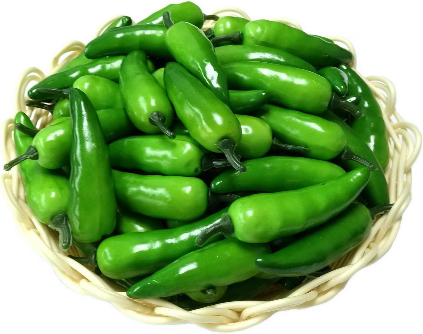 Zestaw 100 mini sztucznych trójkolorowych papryczek chili (czerwone, żółte, zielone), realistyczne, do dekoracji wnętrz - zielone