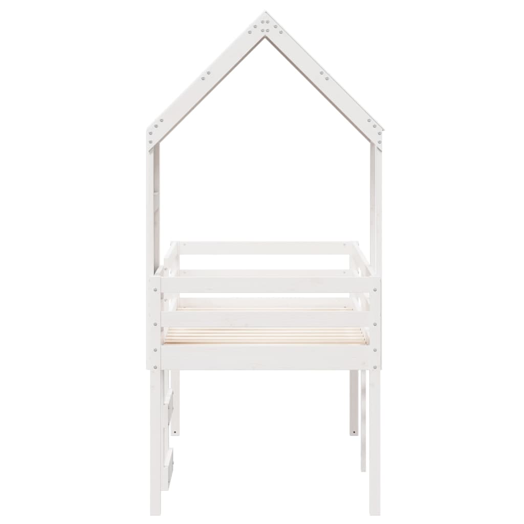 Lit haut avec toit, bois de pin blanc massif, 75x190 cm — COMFORTXL - 7