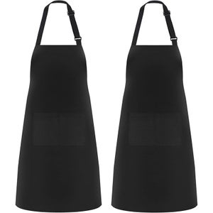 Eastrise Grembiule Da Cucina Unisex Con Pettorina Regolabile - Impermeabile, Con Tasche, Nero, 84x68 Cm - 3