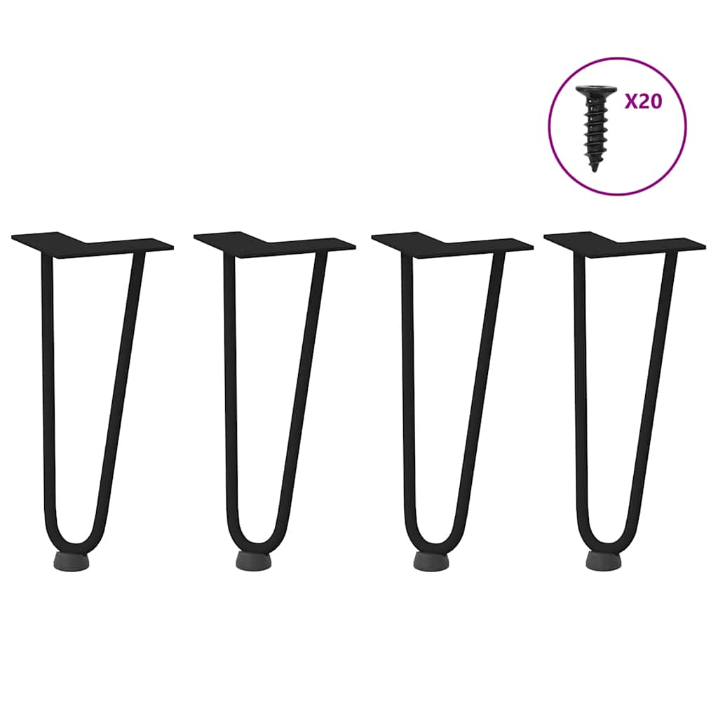 Nogi do stolika kawowego w kształcie spinki do włosów 4 szt. Czarne 30 cm Stal lite vidaXL