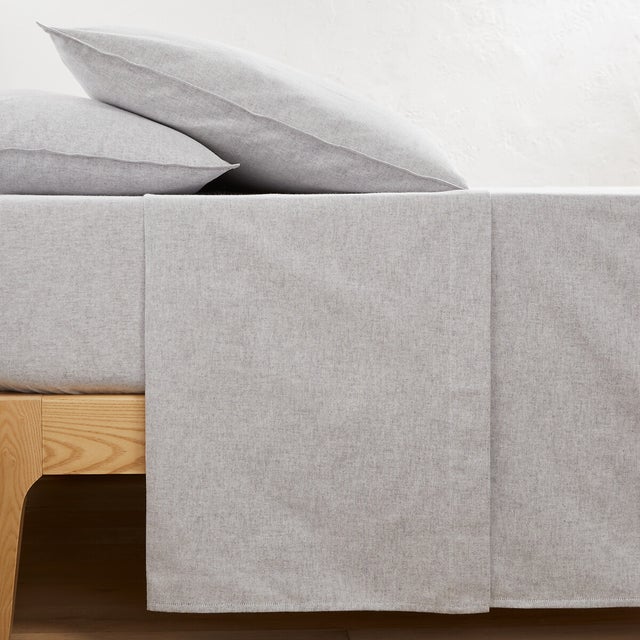 Drap plat en flanelle de coton chambray, Clara - Gris chiné - 150 x 250 cm