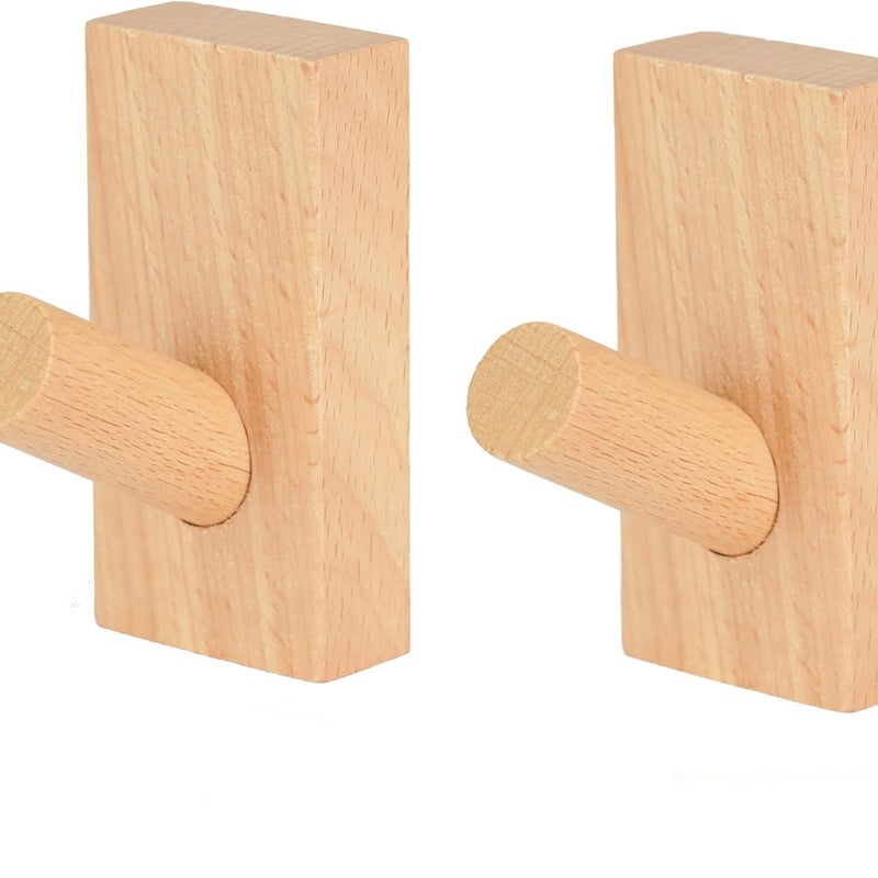 2 szt. Szydełkowy Wieszak Ścienny z Drewna, Wieszak Ścienny z Drewna, Pojedynczy Wieszak Ścienny z Drewna, Wieszak z Drewna