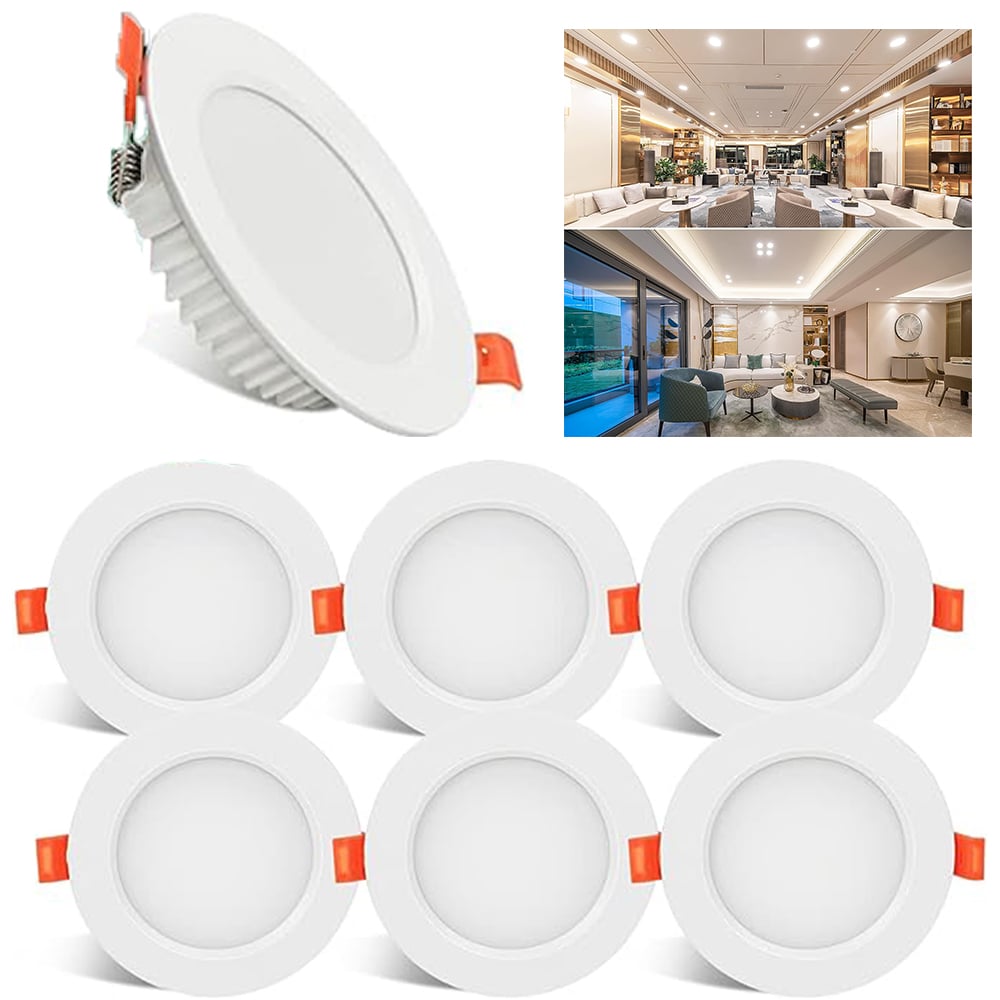 Faretto LED Da Incasso Ultra Sottile 6W 480LM - CCT Regolabile 3000K-6500K - Foro 100 Mm, 120° - Per Cartongesso, Cucina, Studio