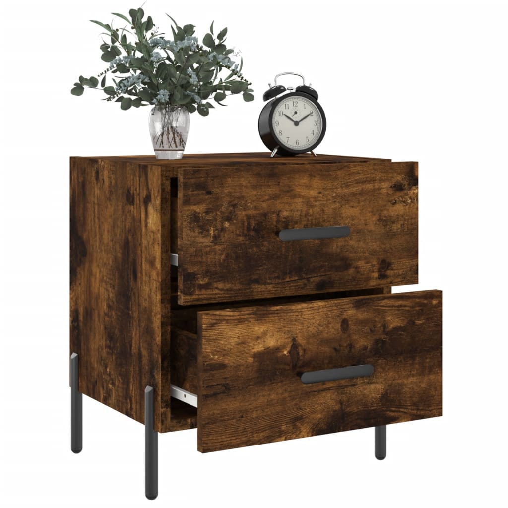 Maison Exclusive - Table de chevet chêne fumé 40x35x47,5 cm bois d’ingénierie - 4