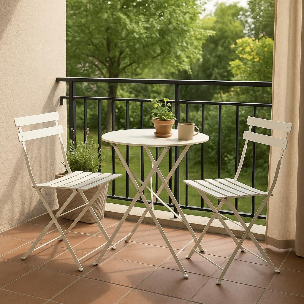 Conjunto de mesa e cadeiras dobráveis, cor branca Conjunto de mesa e cadeiras turquesa para jardim e terraço - 2