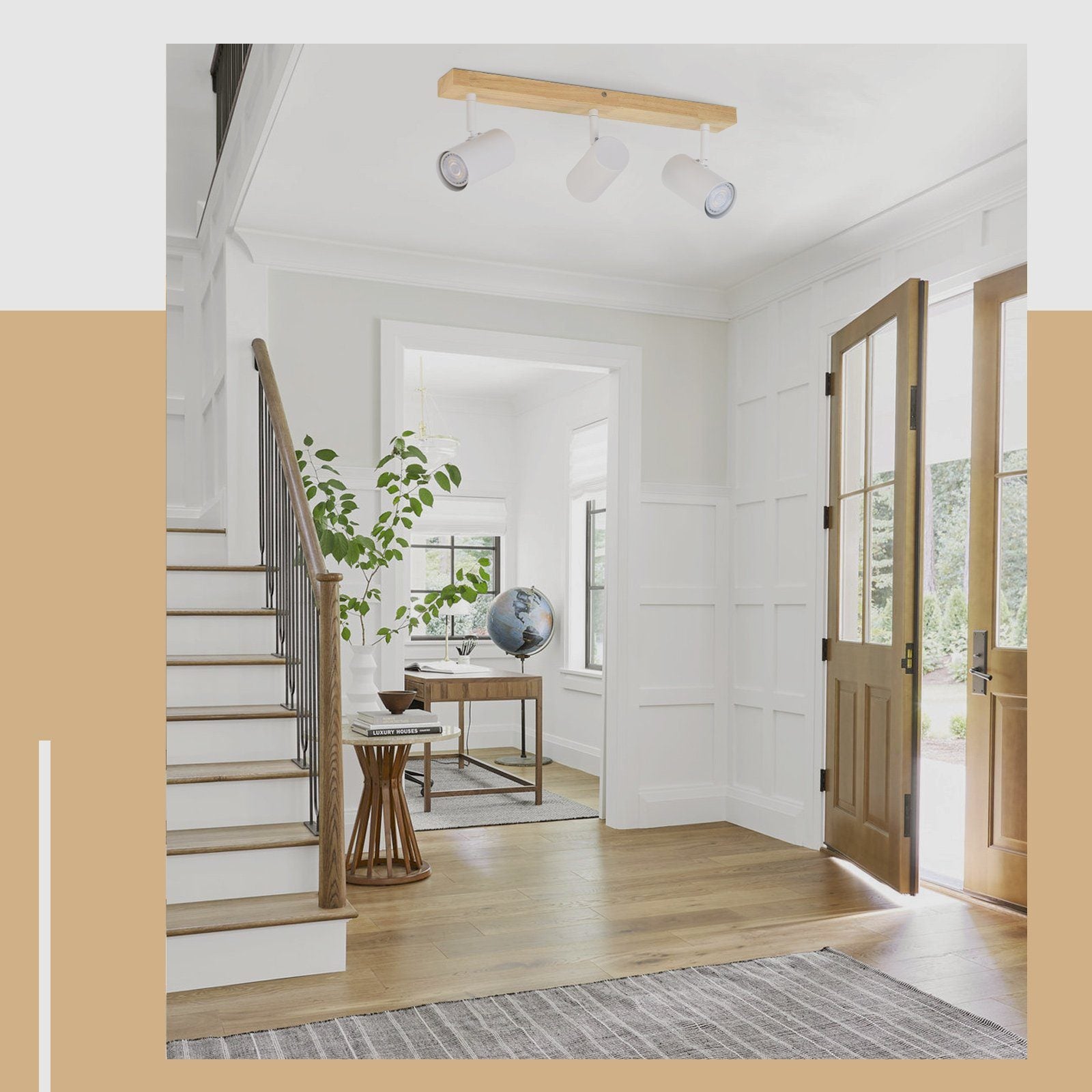 NETTLIFE 3 Focos de Techo Vintage GU10 Modernos de Madera Blanca Giratorios 350° para Dormitorio Salón Oficina Comedor Cocina - 8