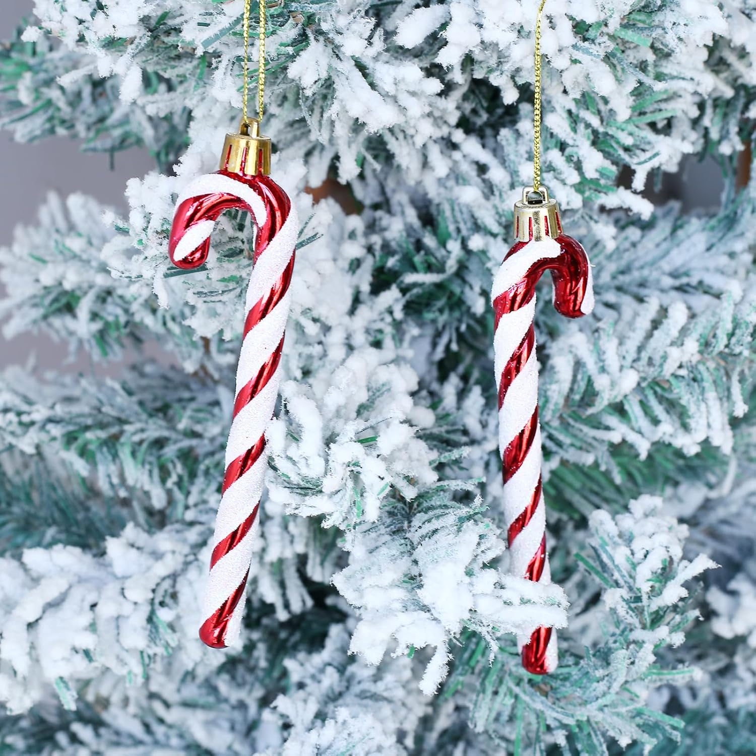 Lot de 12 décorations de Sapin de Noël en Forme de Canne à Sucre d'orge (Blanc/Rouge) - 4